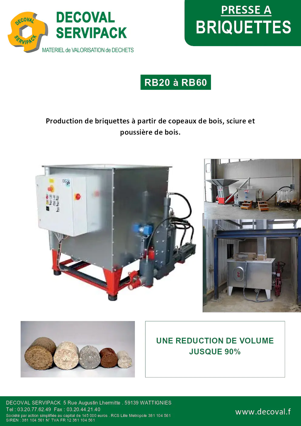 Image du document pdf : brochure sur la presse à briquettes rb20 à rb60  