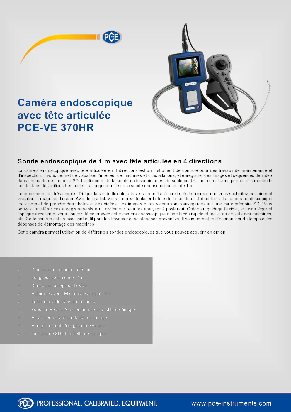 Image du document pdf : brochure de la caméra endoscopique pce-ve 370hr  