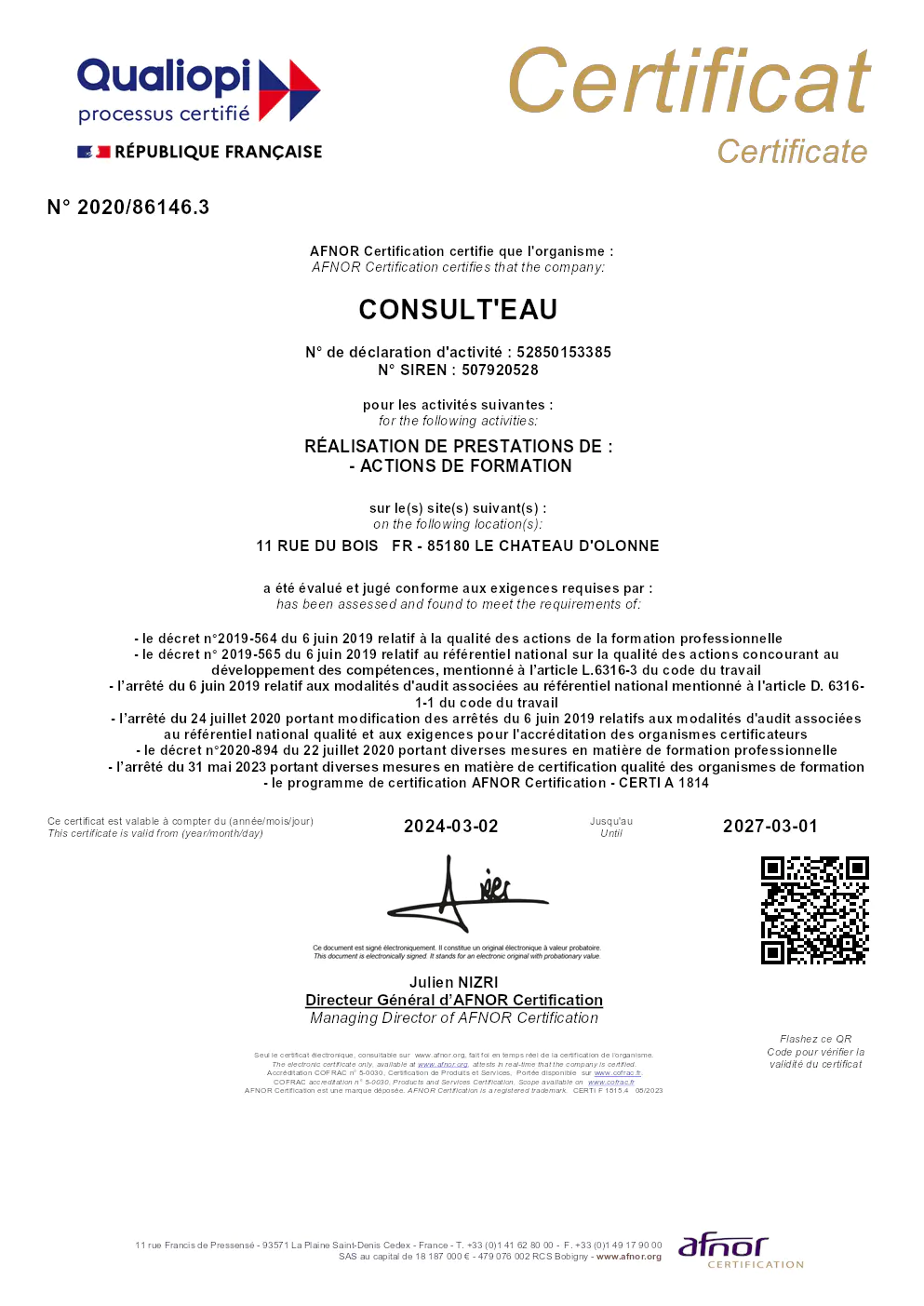 Image du document pdf : Certificat d