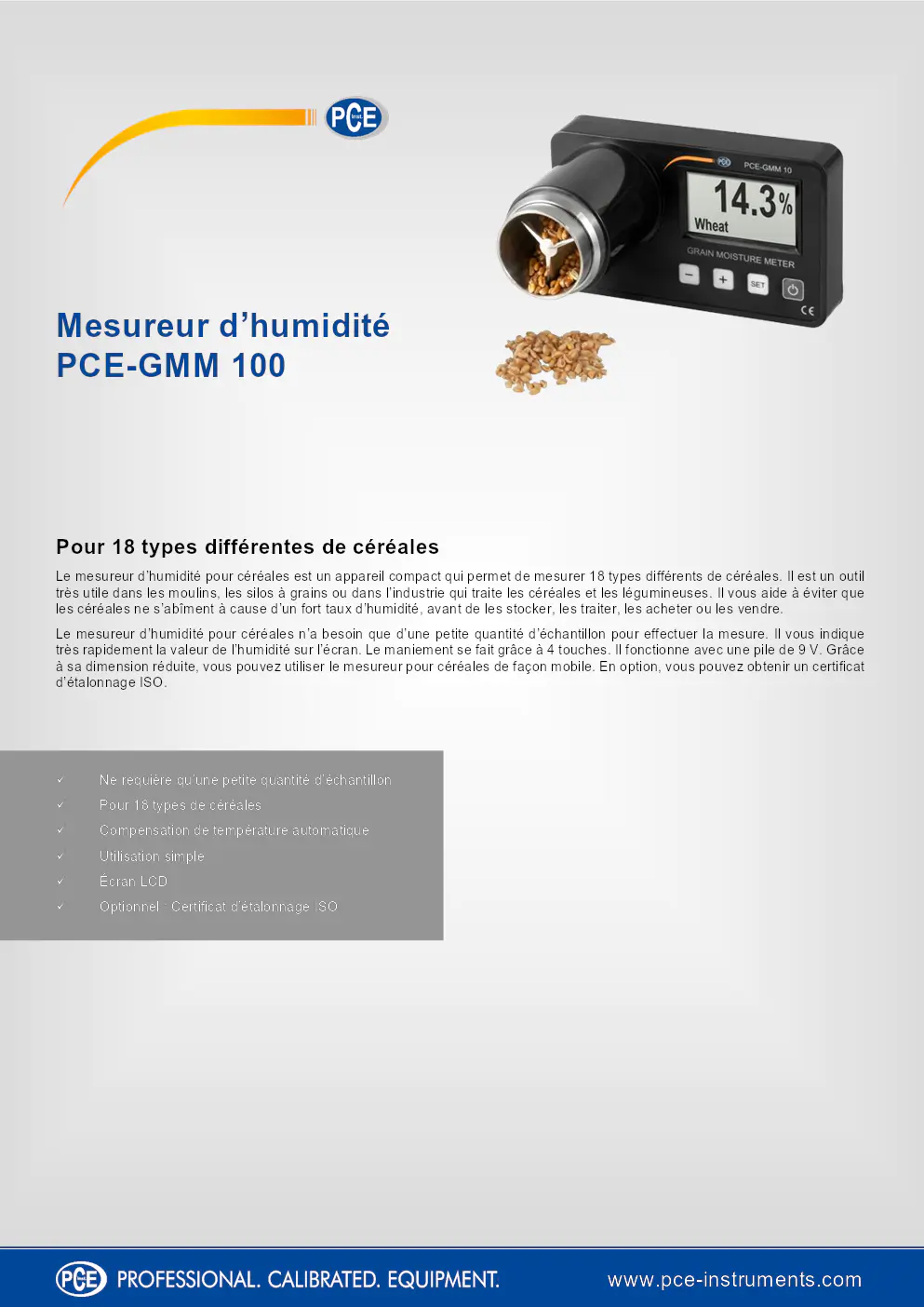 Image du document pdf : manuel du mesureur d’humidité pce-gmm 100 pour céréales  