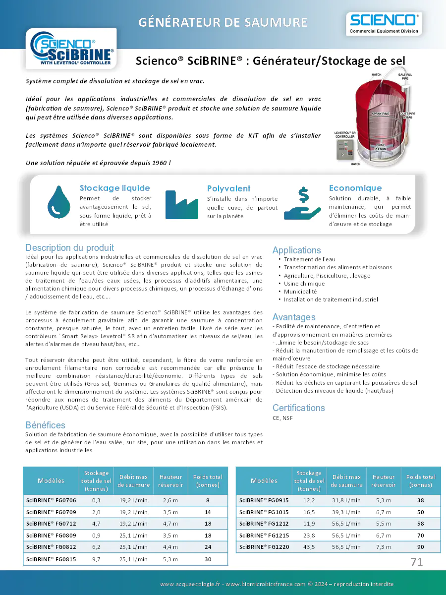 Image du document pdf : brochure du générateur Scienco SciBRINE  